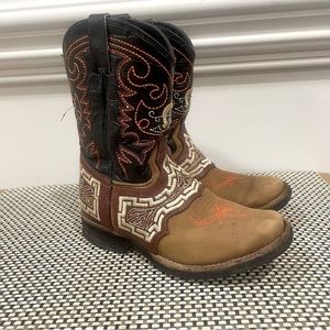 El General 1901 Brown Western Cowboy Boots kids Size 20.5 ( 3/4 US) ( 9.5”)